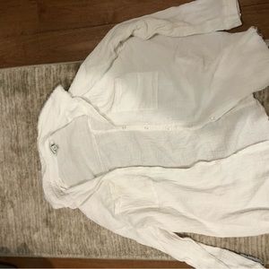 White muslin button down top